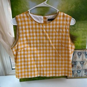 Small Kiel James Patrick Gingham Crop Top in Marigold